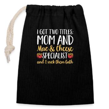Macaroni Cheese Lover Mac And Cheese - Closable cotton gift bag (14x20cm) - black - Front