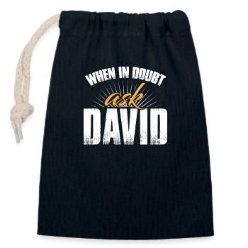En cas de doute, demandez à David - Sac cadeau en coton avec cordon (14 x 20 cm) - bleu marine - Devant