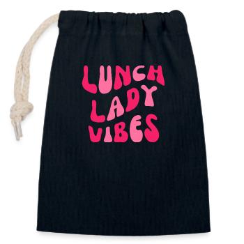 Lunch Lady Vibes - Closable cotton gift bag (14x20cm) - navy - Front