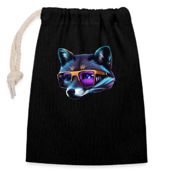 Cool fox - Closable cotton gift bag (14x20cm) - black - Front