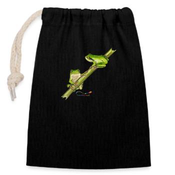 Laubfrosch - Verschließbarer Geschenkbeutel aus Baumwolle (14x20cm) - Schwarz - Vorne