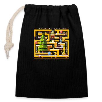 jeu d’arcade Noël - Sac cadeau en coton avec cordon (14 x 20 cm) - noir - Devant