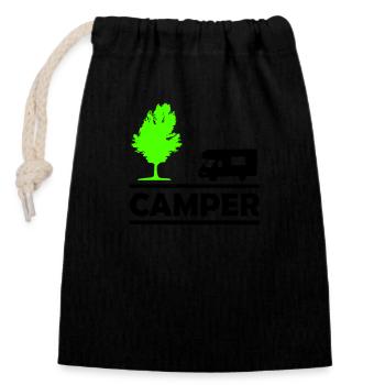 camper - Verschließbarer Geschenkbeutel aus Baumwolle (14x20cm) - Schwarz - Vorne