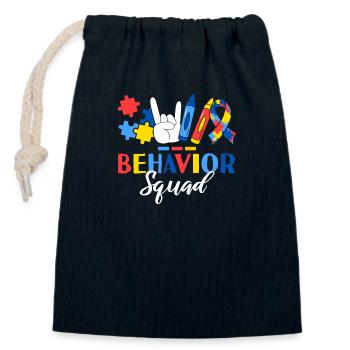 Behavior Squad ABA Thérapeute Comportement Appliqué - Sac cadeau en coton avec cordon (14 x 20 cm) - bleu marine - Devant