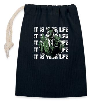 It is your Life Cannabis Business lifestyle - Closable cotton gift bag (14x20cm) - navy - Front