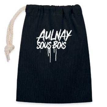 Aulnay-sous-bois - Sac cadeau en coton avec cordon (14 x 20 cm) - bleu marine - Devant