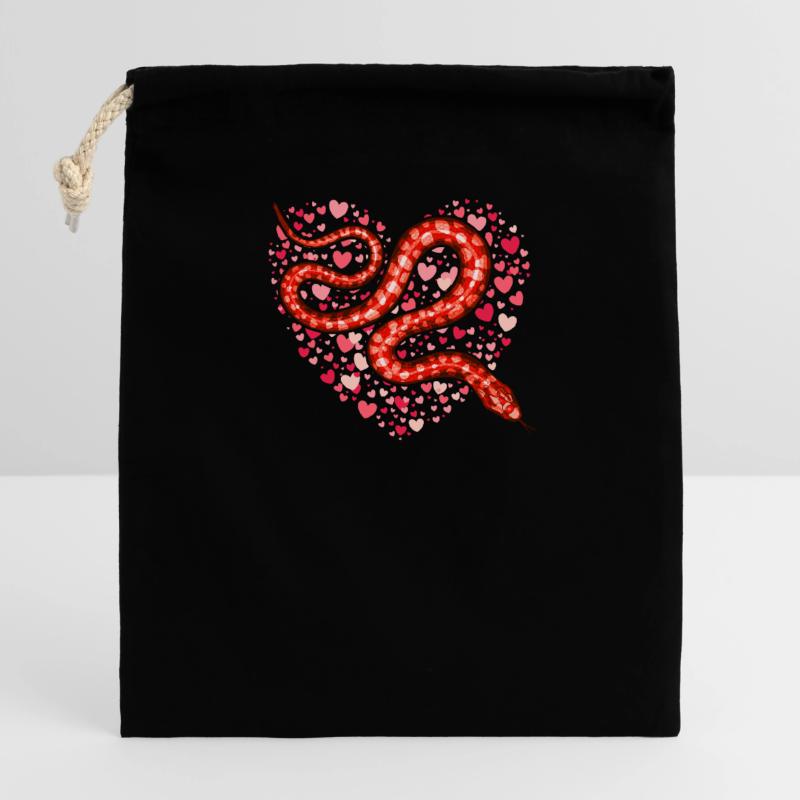 La Saint-Valentin serpent je vole des coeurs Python amoureux Sac cadeau en coton avec cordon (14 x 20 cm)