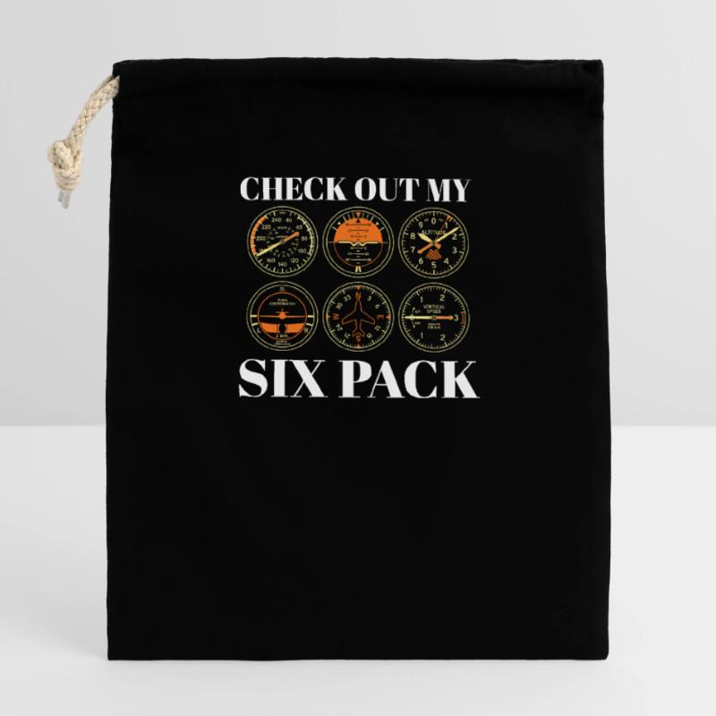 Funny Pilot Six Pack Aviation Flight Simulation Verschließbarer Geschenkbeutel aus Baumwolle (14x20cm)