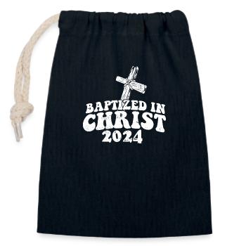 Baptized In Christ 2024 Religious Christian - Closable cotton gift bag (14x20cm) - navy - Front