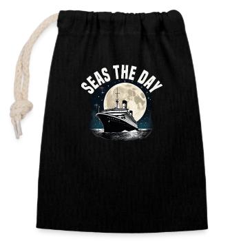 Seas The Day Cruise Ship Vacation Group Matching - Verschließbarer Geschenkbeutel aus Baumwolle (14x20cm) - Schwarz - Vorne