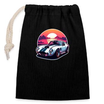 Oldtimer Sonnenuntergang - Verschließbarer Geschenkbeutel aus Baumwolle (14x20cm) - Schwarz - Vorne