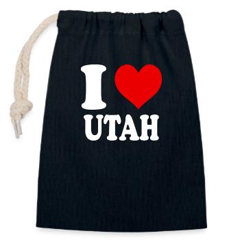 Ich liebe Utah Herz Lustig Witzig - Verschließbarer Geschenkbeutel aus Baumwolle (14x20cm) - Navy - Vorne