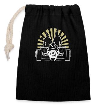 Retro Vintage Formula Racing - Closable cotton gift bag (14x20cm) - black - Front