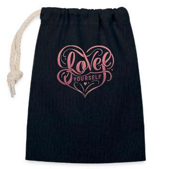Love yourself - Closable cotton gift bag (14x20cm) - navy - Front
