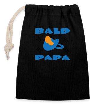 BALD PAPA - Closable cotton gift bag (14x20cm) - black - Front