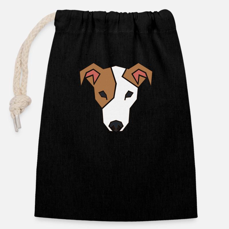 Jack Russell Faces 2a - Closable cotton gift bag (14x20cm) - black