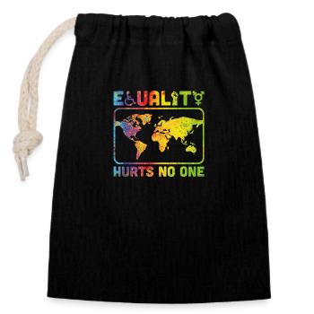 equality hurts no one - Closable cotton gift bag (14x20cm) - black - Front