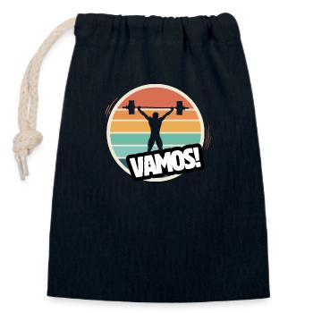 Vamos haltérophilie rétro - Sac cadeau en coton avec cordon (14 x 20 cm) - bleu marine - Devant