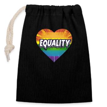 LGBTQ Equality - Closable cotton gift bag (14x20cm) - black - Front
