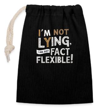 i am not lying, i am just fact flexible - Closable cotton gift bag (14x20cm) - black - Front