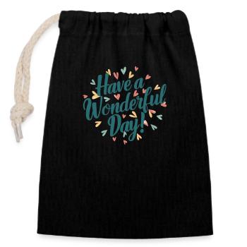 Wonderful Day Wishes - Closable cotton gift bag (14x20cm) - black - Front