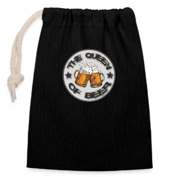The Queen of Beer T-shirt - Closable cotton gift bag (14x20cm) - black - Front