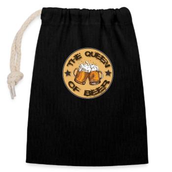 The Queen of Beer T-shirt - Closable cotton gift bag (14x20cm) - black - Front