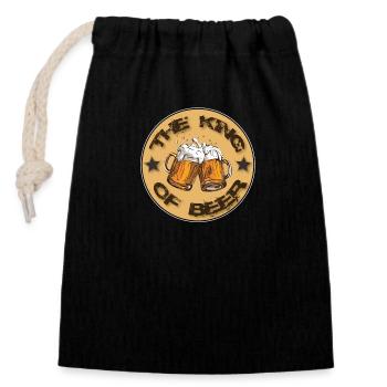 The King of Beer T-shirt - Closable cotton gift bag (14x20cm) - black - Front