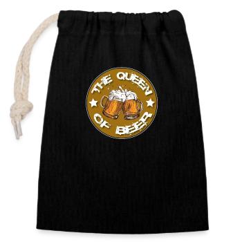 The Queen of Beer T-shirt - Closable cotton gift bag (14x20cm) - black - Front