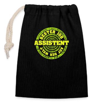 Assistant - Closable cotton gift bag (14x20cm) - black - Front