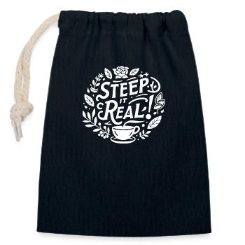Steep It Real - Closable cotton gift bag (14x20cm) - navy - Front
