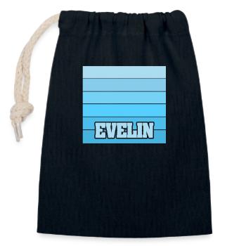 Evelin als Frauenname - Verschließbarer Geschenkbeutel aus Baumwolle (14x20cm) - Navy - Vorne