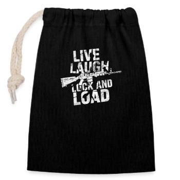 « Live Laugh Lock And Load » - Des filles avec du style - Sac cadeau en coton avec cordon (14 x 20 cm) - noir - Devant