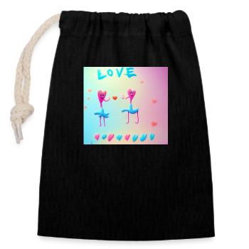 Autistic Art – Love - Closable cotton gift bag (14x20cm) - black - Front