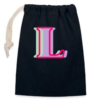 Multicolored letter l - Closable cotton gift bag (14x20cm) - navy - Front
