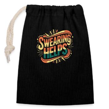 Swearing Helps 10 - Verschließbarer Geschenkbeutel aus Baumwolle (14x20cm) - Schwarz - Vorne