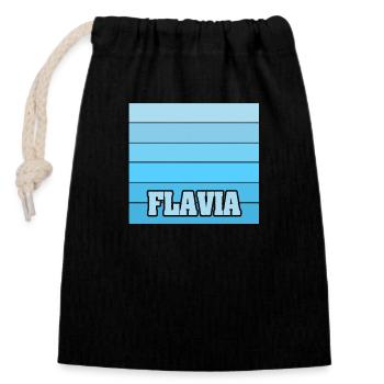 Nom de la femme Flavia - Sac cadeau en coton avec cordon (14 x 20 cm) - noir - Devant