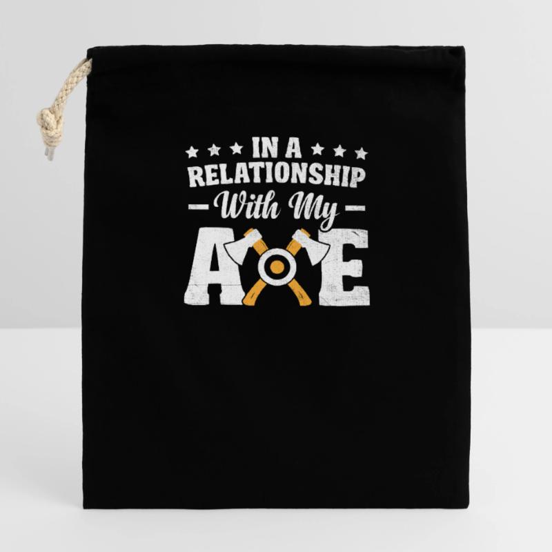 In A Relationship With My Axe Throwing Hatchet Closable cotton gift bag (14x20cm)
