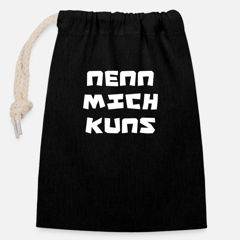 NENN MICH KUNS - Verschließbarer Geschenkbeutel aus Baumwolle (14x20cm) - Schwarz