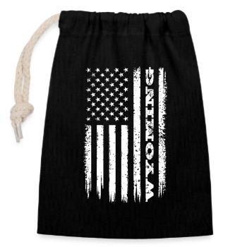 Flag USA Wyoming State Gift - Closable cotton gift bag (14x20cm) - black - Front