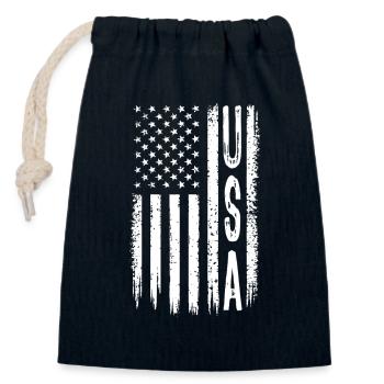 Drapeau des États-Unis - Cadeau - Sac cadeau en coton avec cordon (14 x 20 cm) - bleu marine - Devant
