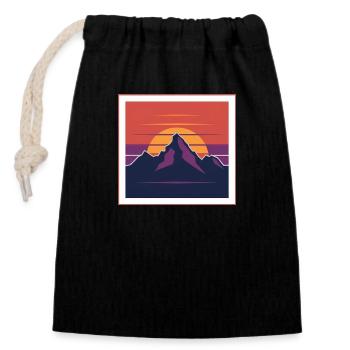 Sunset Peaks between the Mountains - Closable cotton gift bag (14x20cm) - black - Front