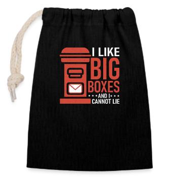 I Like Big Boxes And I Cannot Lie Mail Postal Work - Verschließbarer Geschenkbeutel aus Baumwolle (14x20cm) - Schwarz - Vorne