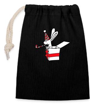 Lapin Anniversaire Années Vieux Cadeau Serviette Chapeau de fête - Sac cadeau en coton avec cordon (14 x 20 cm) - noir - Devant