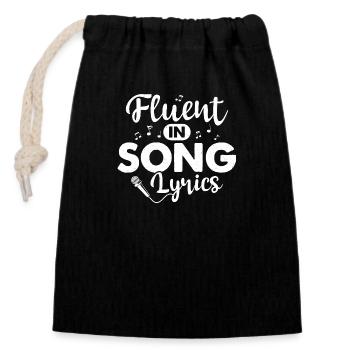Fluent In Song Lyrics Singer Singing - Closable cotton gift bag (14x20cm) - black - Front