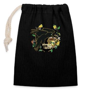 Always the Crow Design One - Closable cotton gift bag (14x20cm) - black - Front