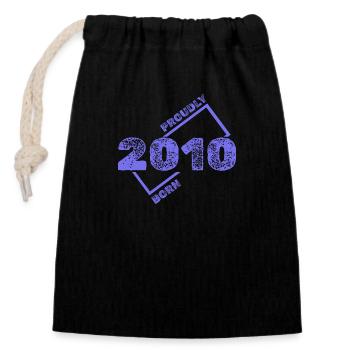 Born in 2010 - Closable cotton gift bag (14x20cm) - black - Front