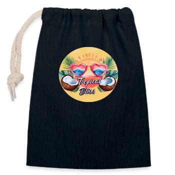 Tropische Glückseligkeit - Verschließbarer Geschenkbeutel aus Baumwolle (14x20cm) - Navy - Vorne