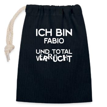 First name Fabio - Closable cotton gift bag (14x20cm) - navy - Front