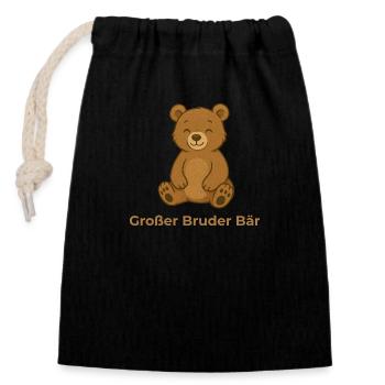 Großer Bruder Bär – Shirt für stolze Geschwister - Verschließbarer Geschenkbeutel aus Baumwolle (14x20cm) - Schwarz - Vorne